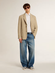 Men's denim chinos with distressed details