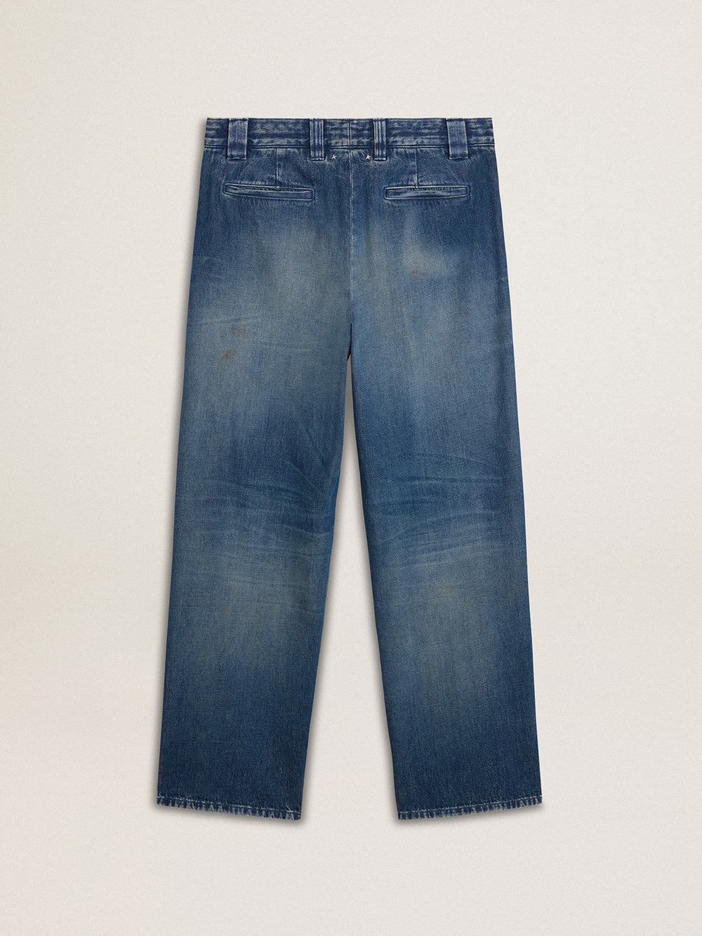 Men's denim chinos with distressed details