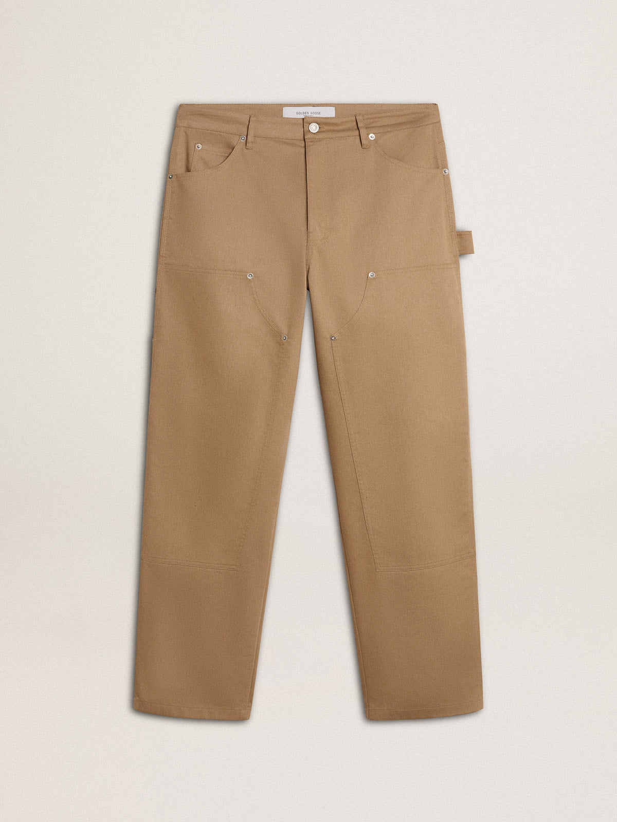 Men's beige pants with patches