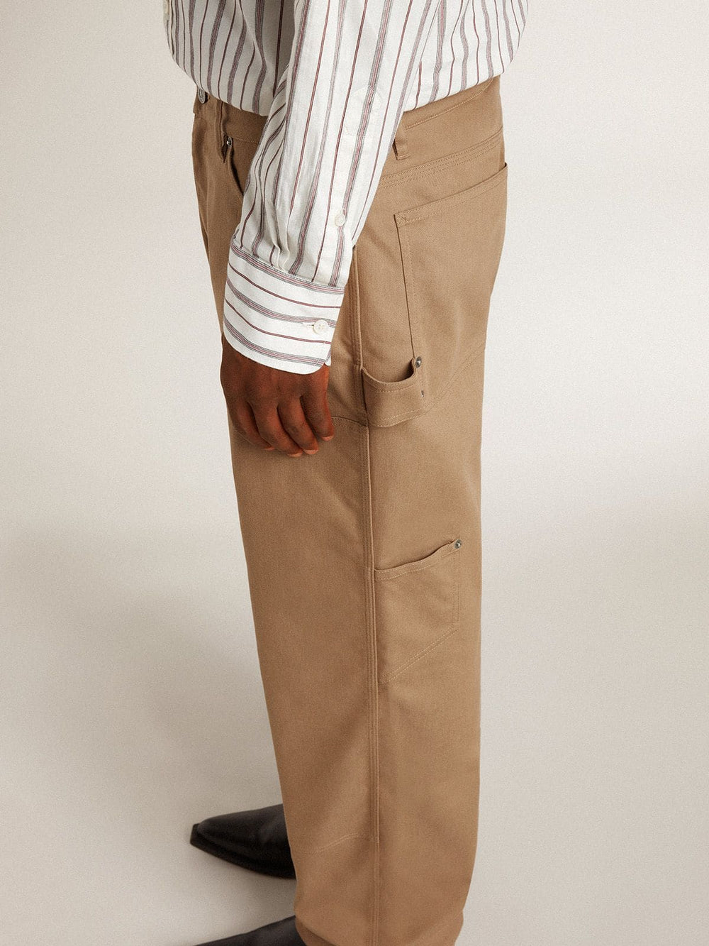 Men's beige pants with patches