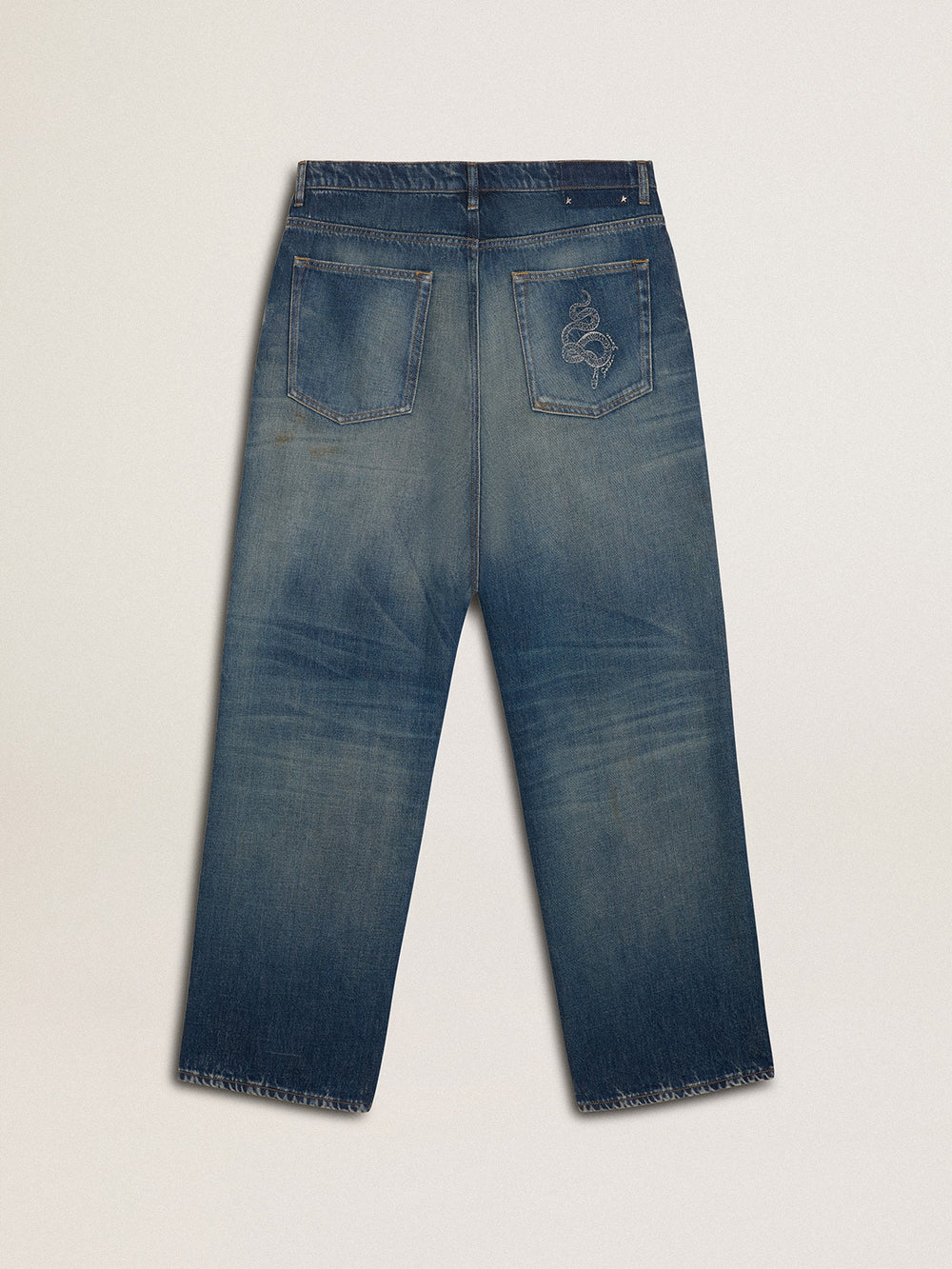 Men's loose fit medium wash CNY jeans