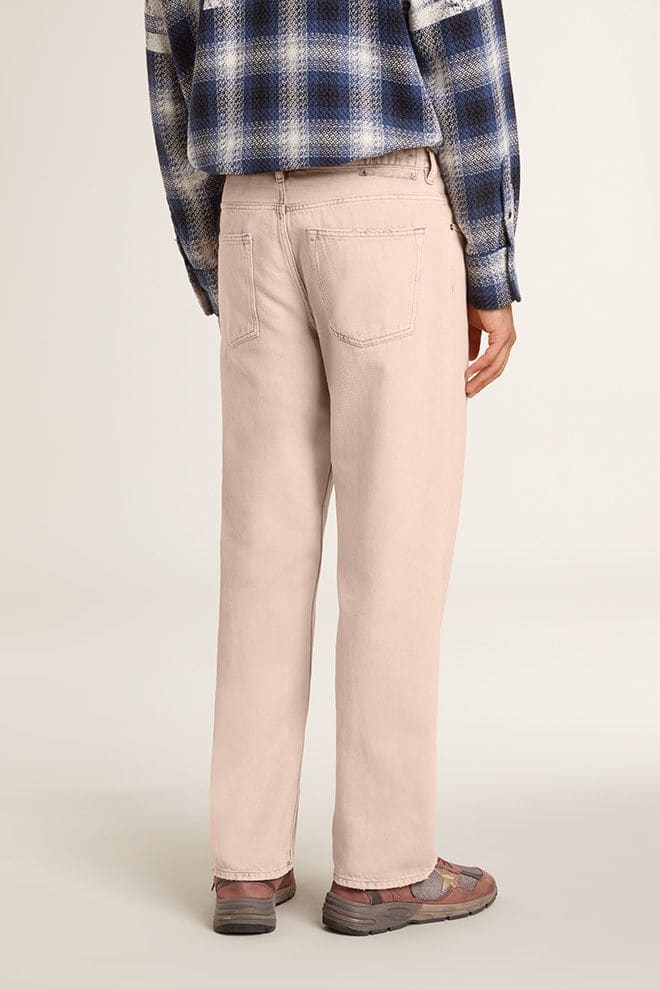 Men's pink dyed jeans