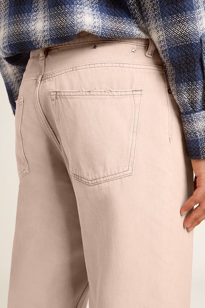 Men's pink dyed jeans