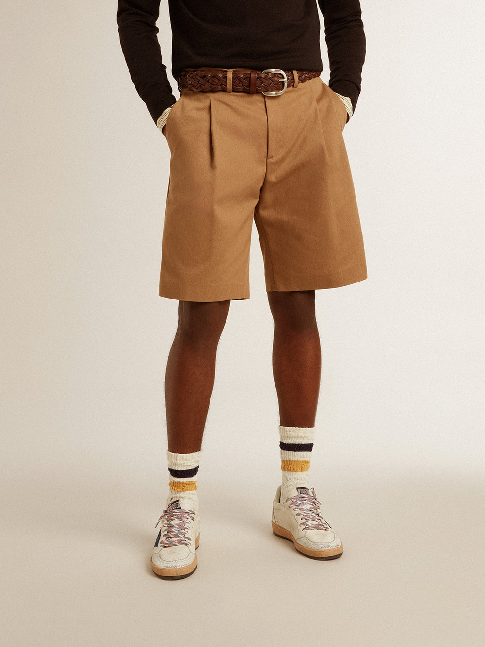 Men's Bermuda shorts in beige cotton