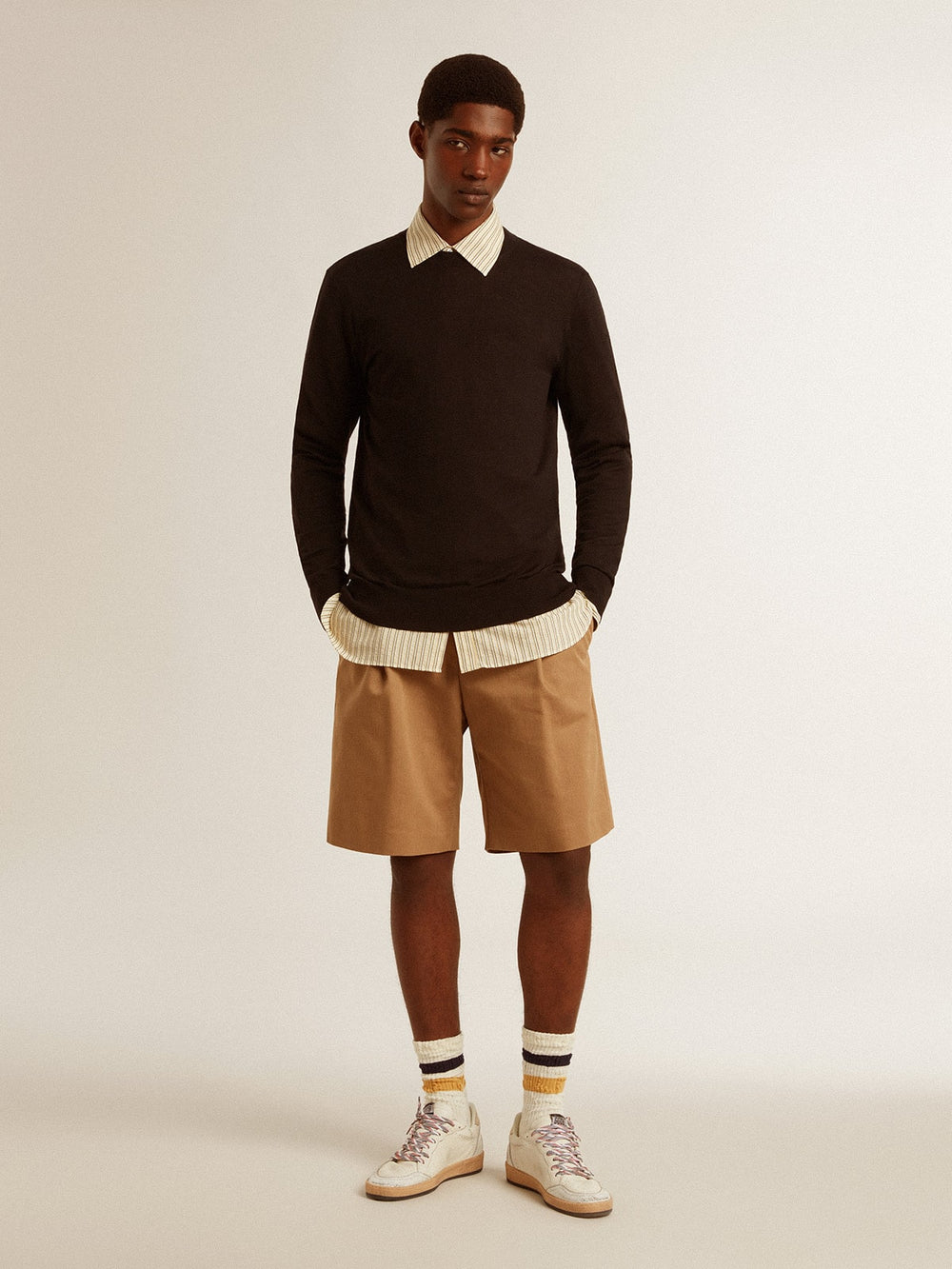 Men's Bermuda shorts in beige cotton