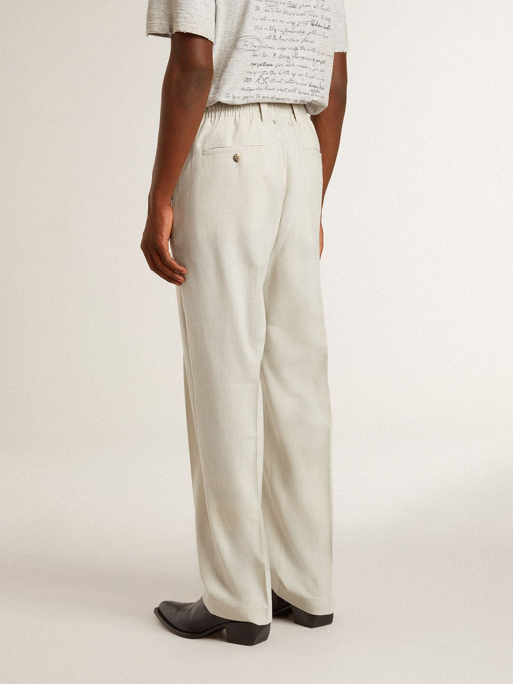 Men's joggers in khaki wool blend