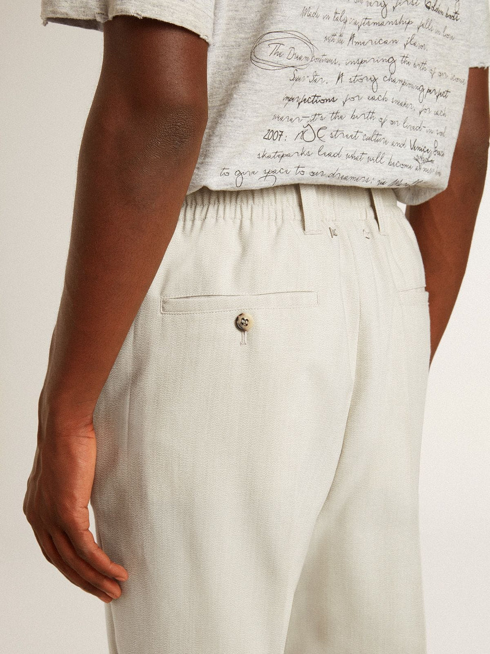 Men's joggers in khaki wool blend