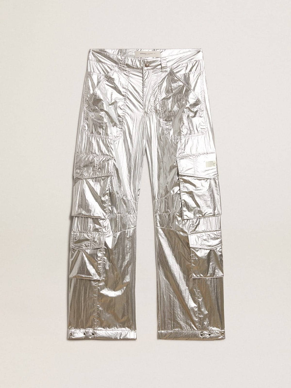 Men's cargo pants in silver technical fabric