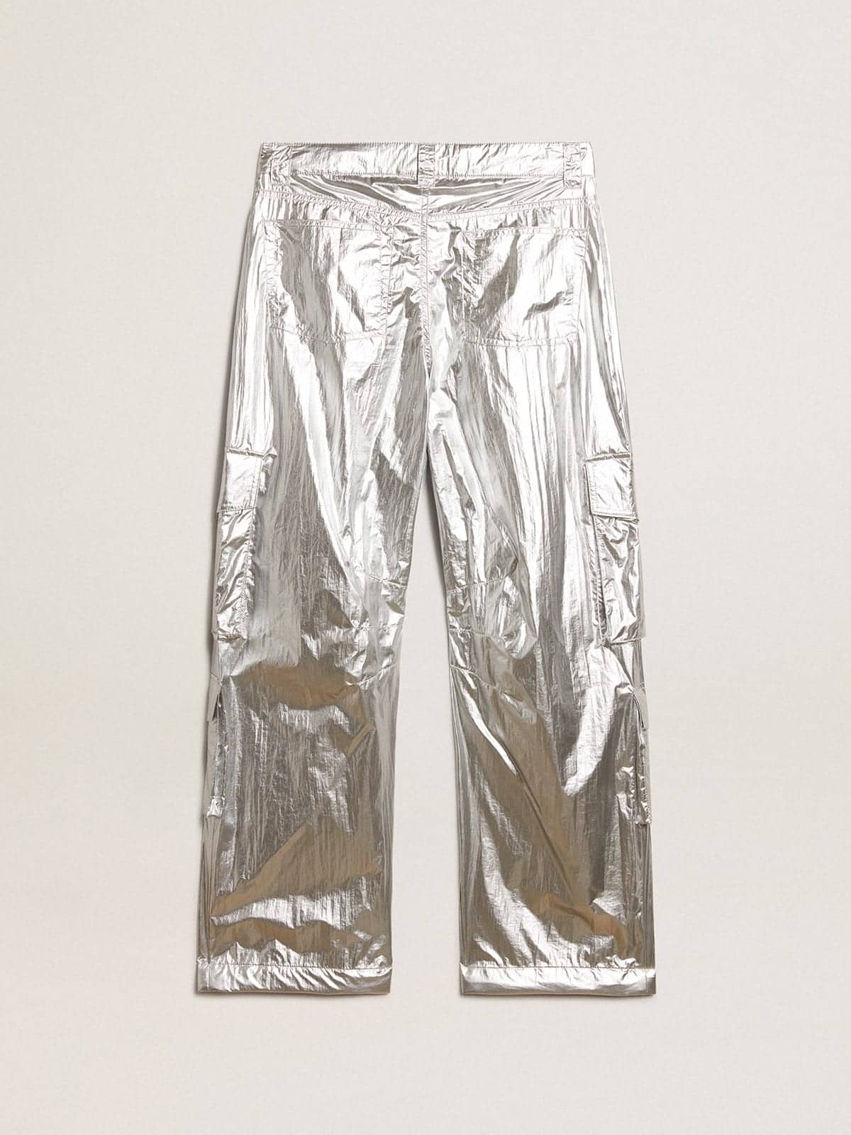 Men's cargo pants in silver technical fabric