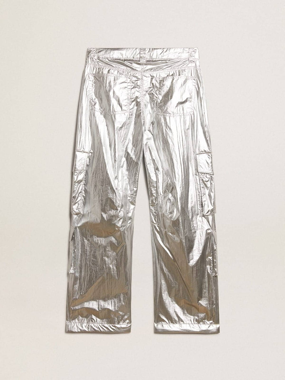 Men's cargo pants in silver technical fabric