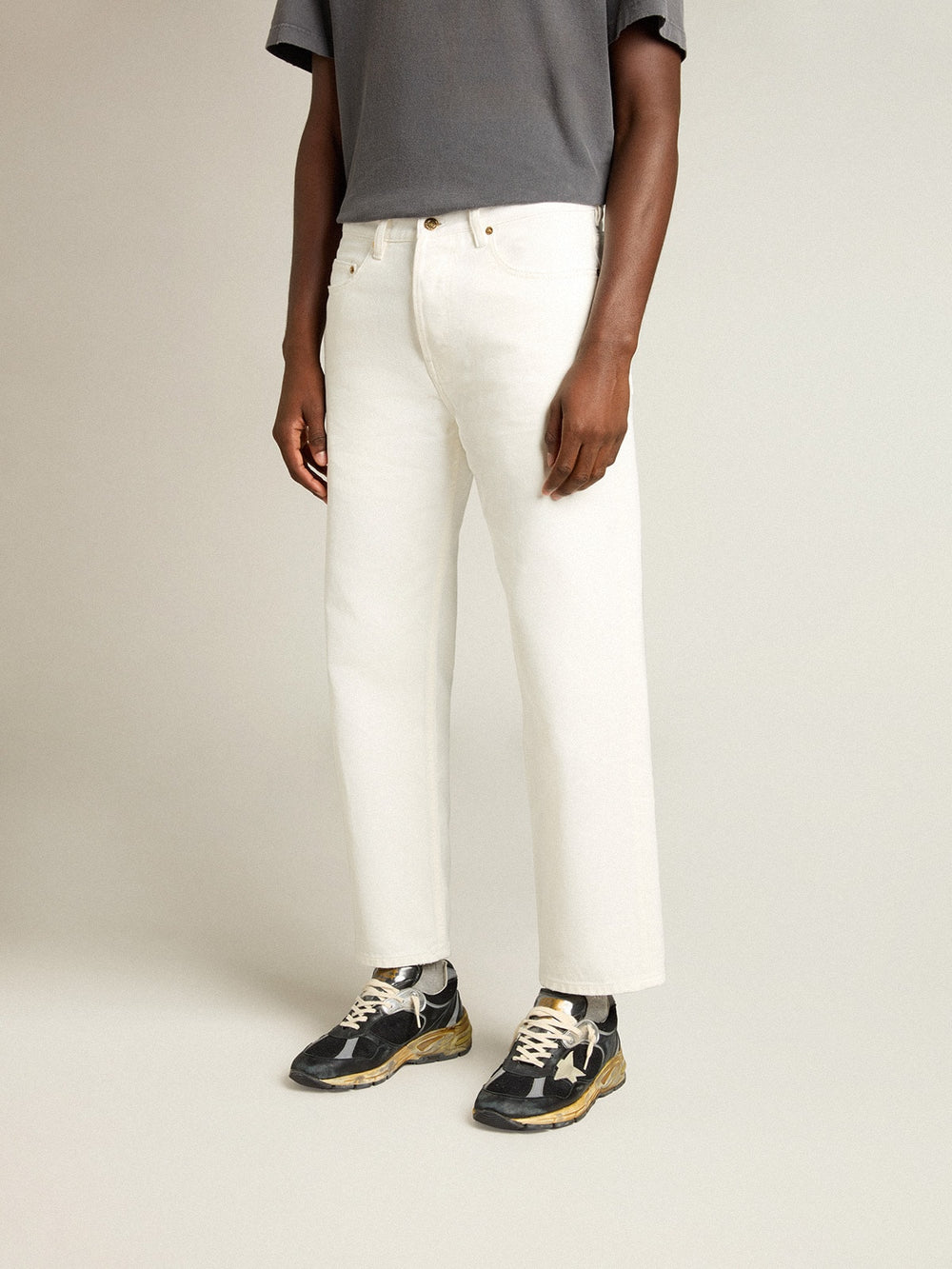 Men's white denim pants
