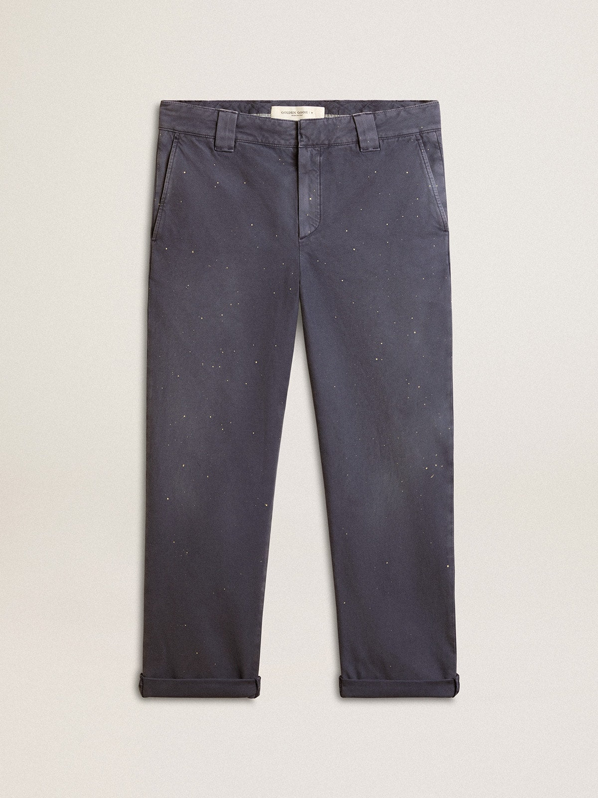 Men's chinos in blue with a lived-in effect