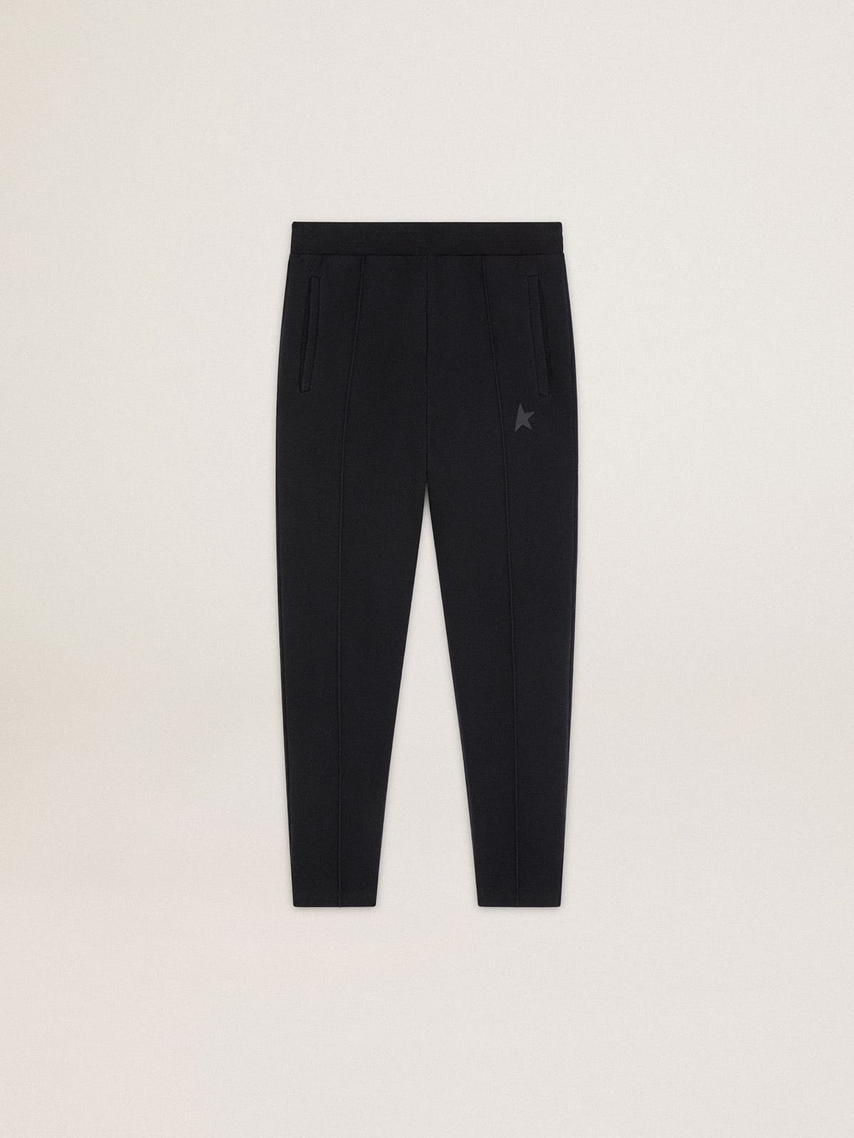 Men's black joggers with star on the front