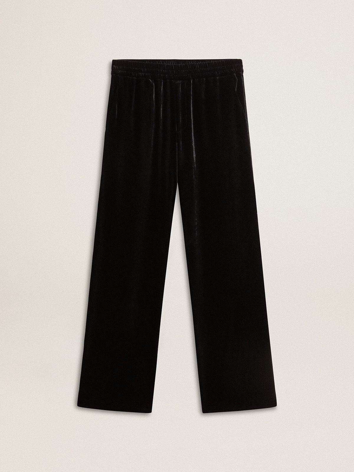 Men's black velvet effect pants