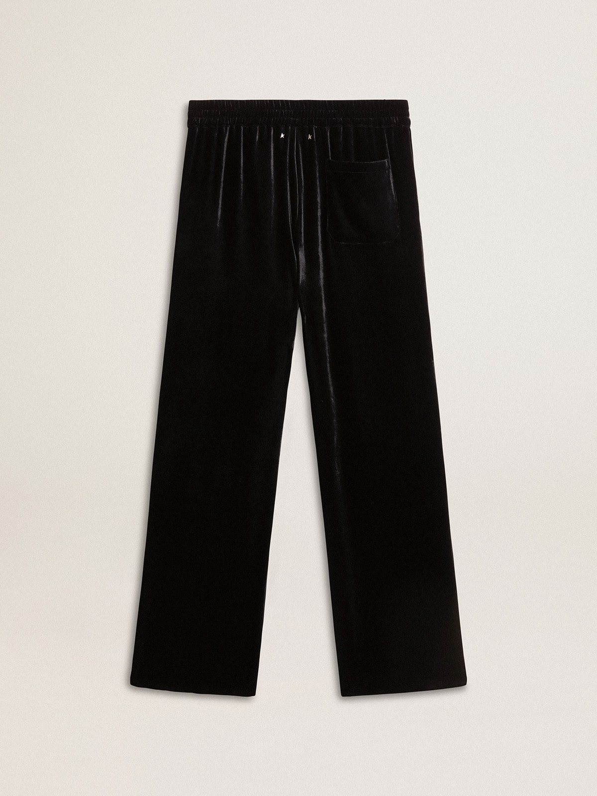 Men's black velvet effect pants