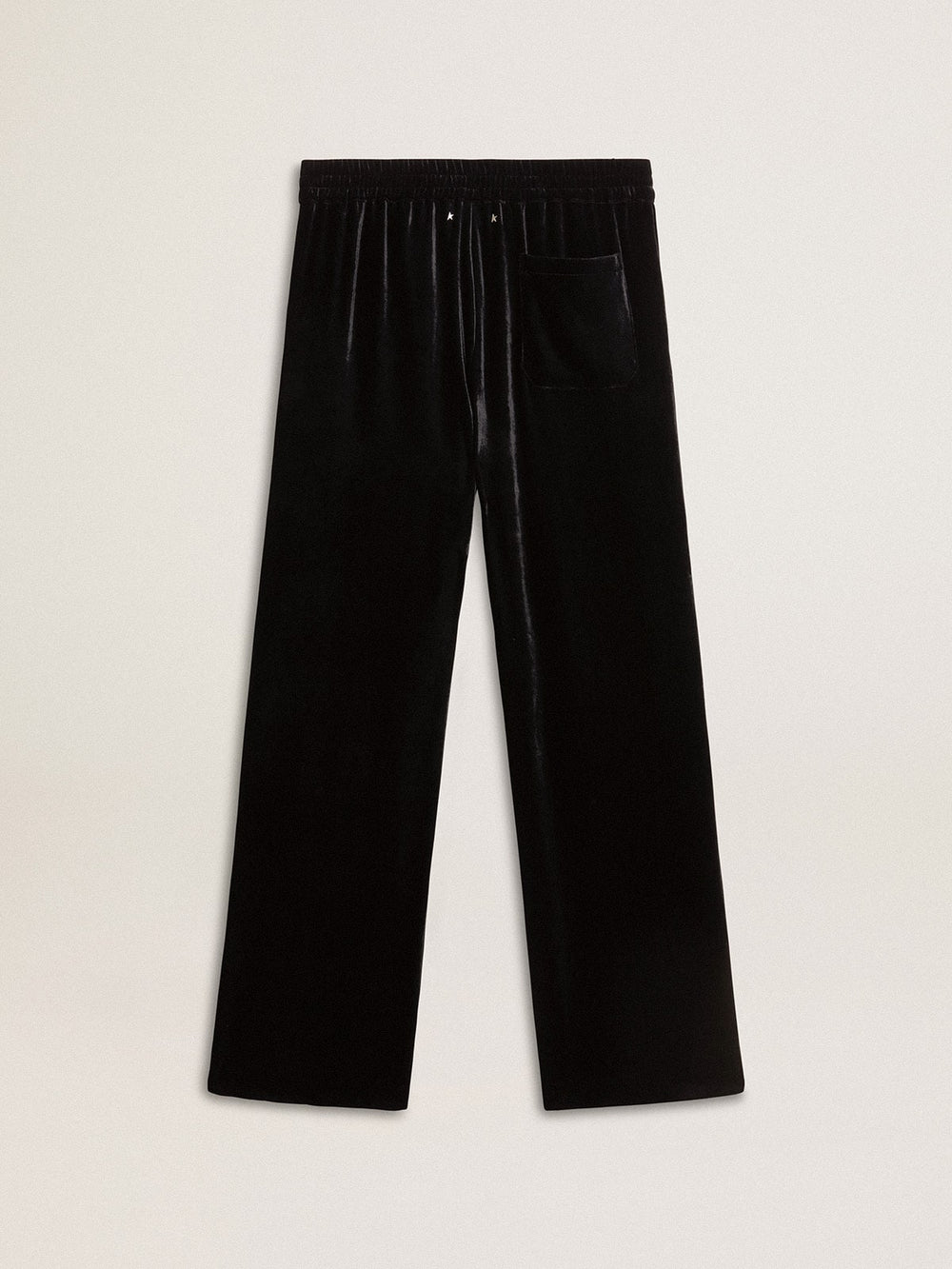 Men's black velvet effect pants
