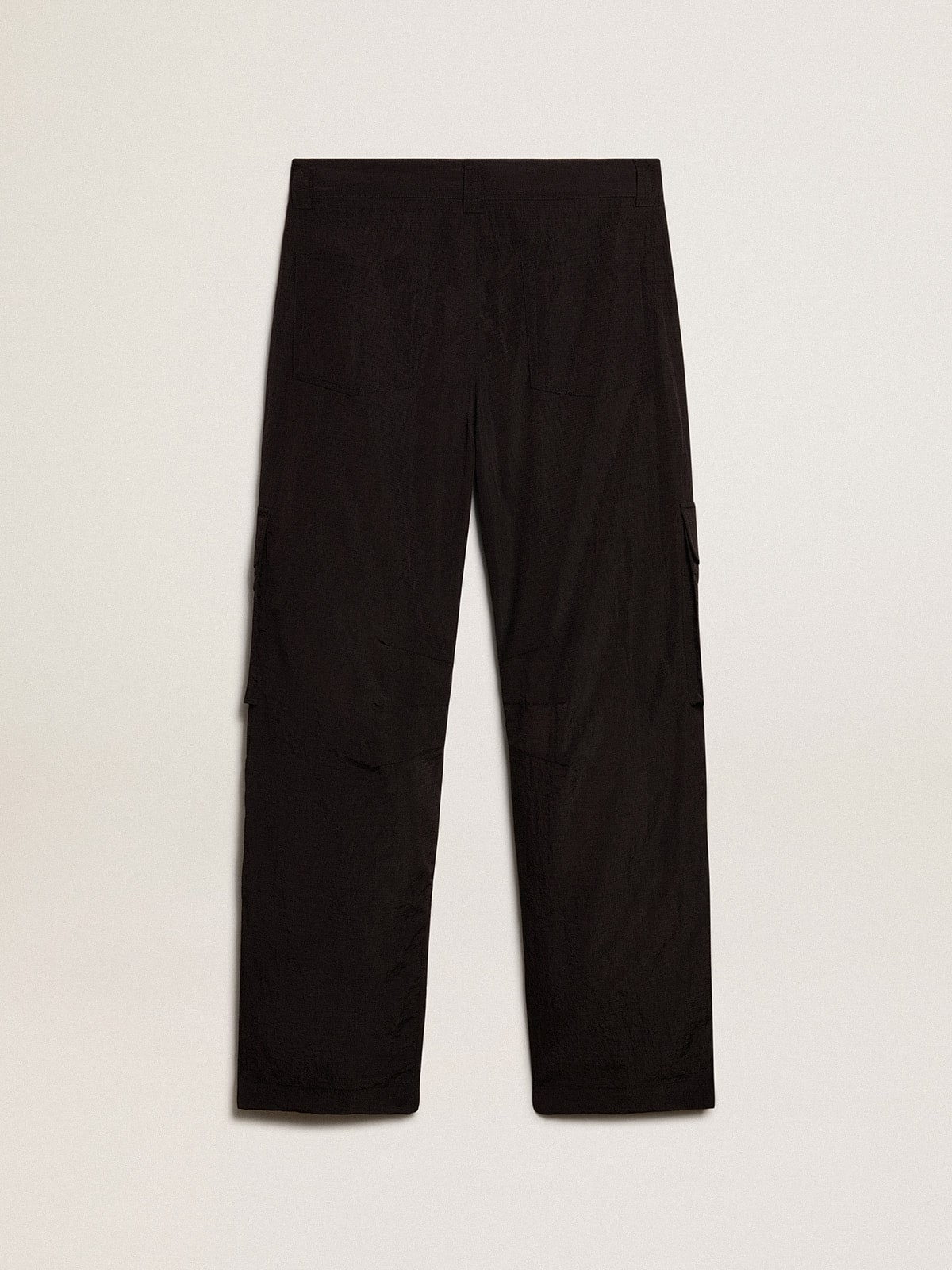 Black-colored ripstop nylon cargo pants