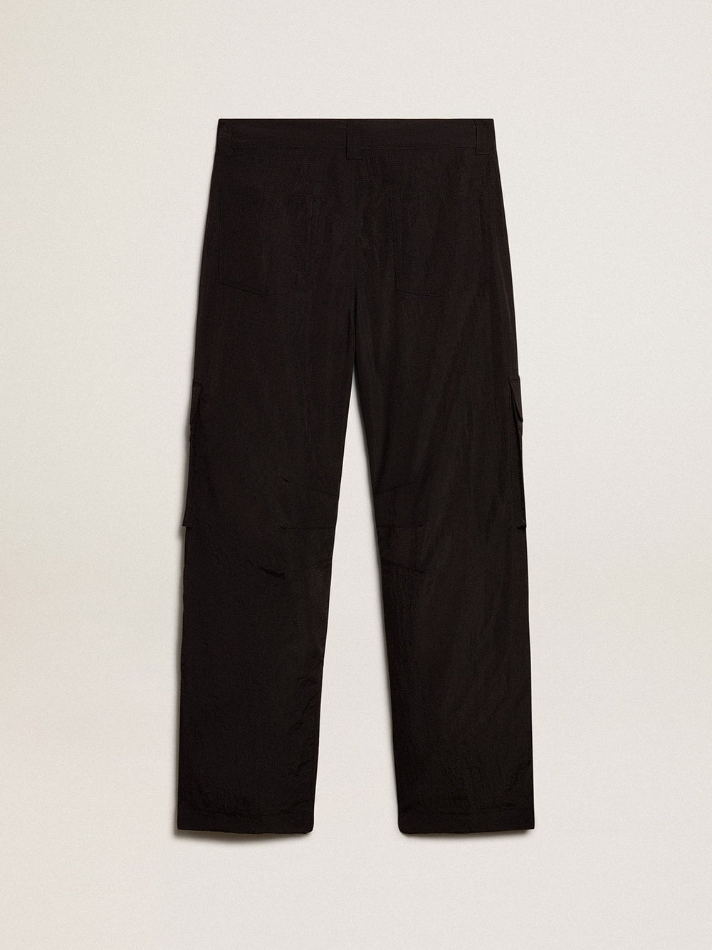 Black-colored ripstop nylon cargo pants