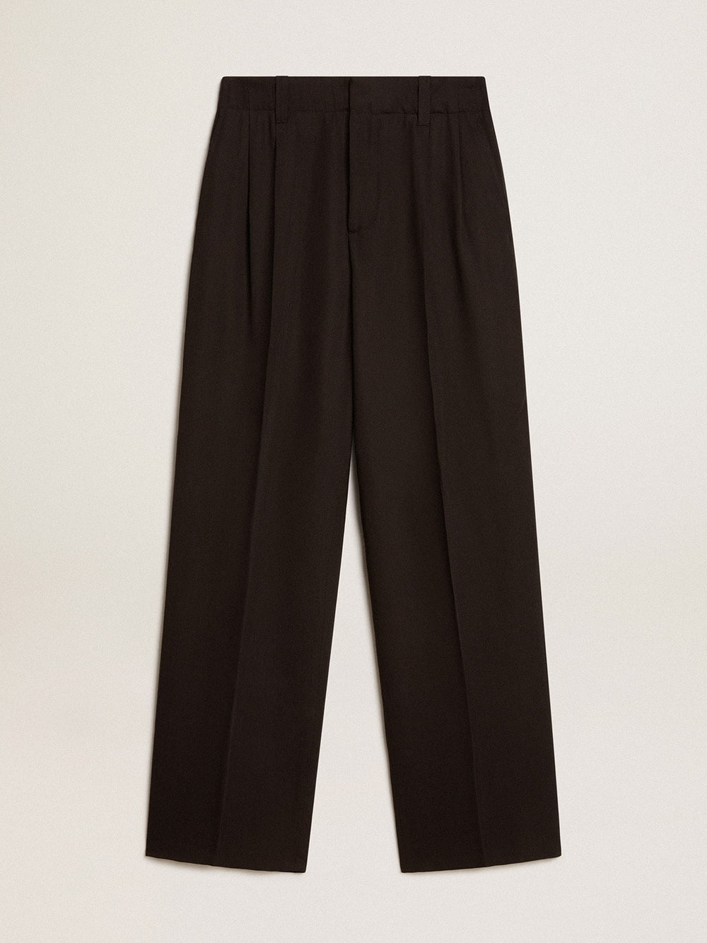 Black wool and viscose blend pants