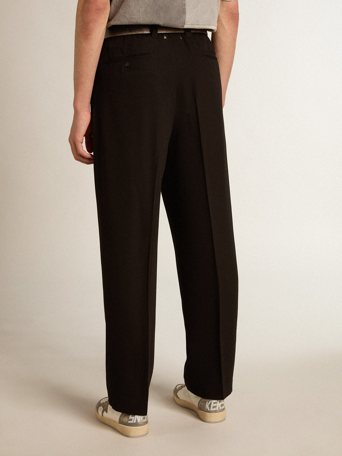 Black wool and viscose blend pants