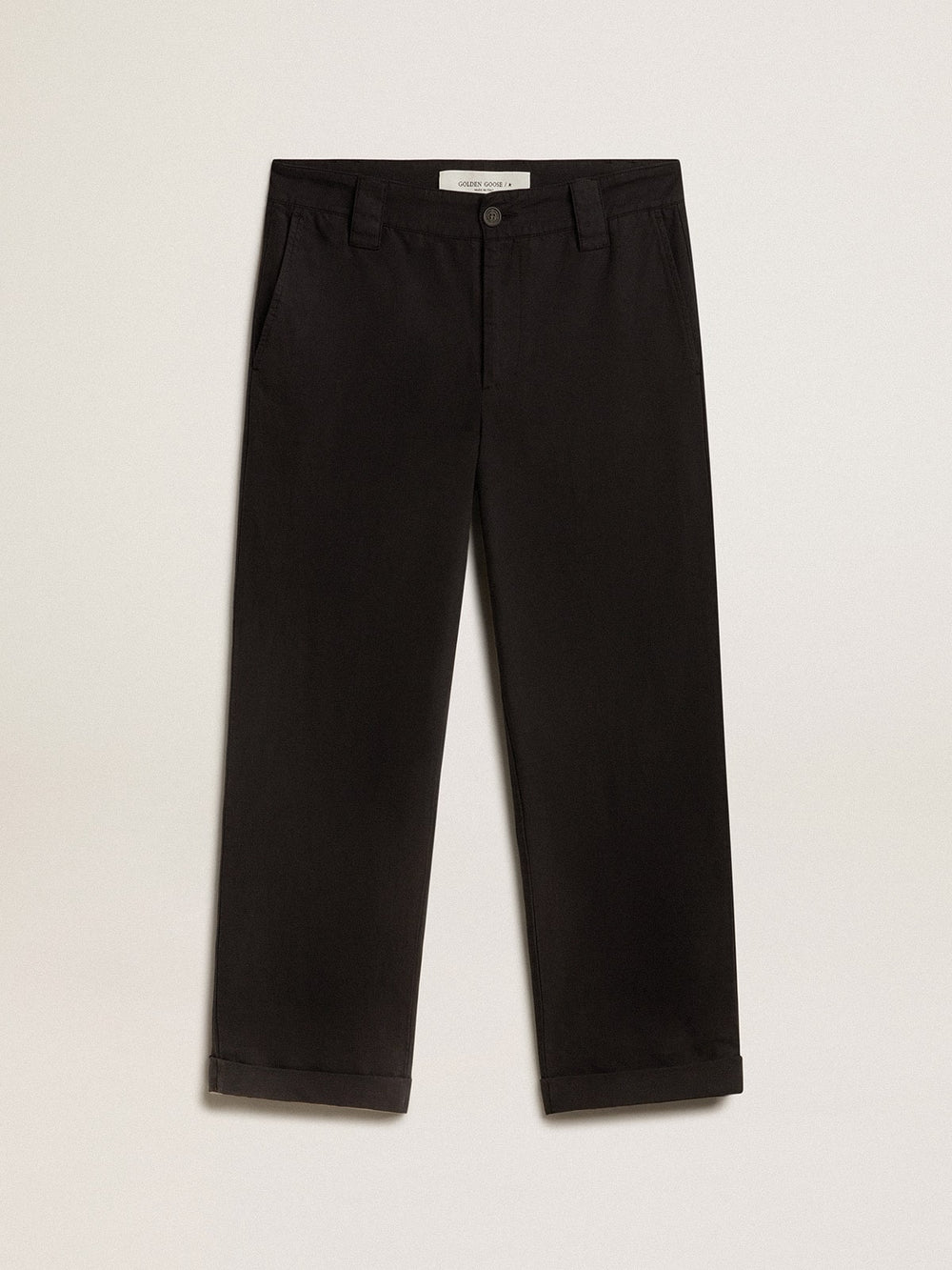 Men's black cotton chinos