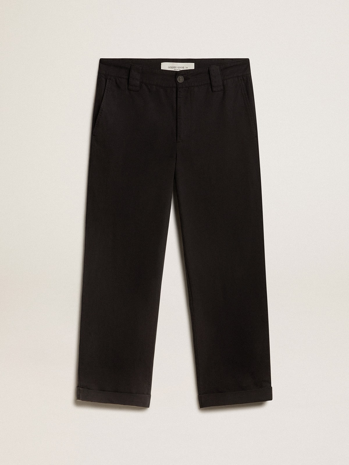 Men's black cotton chinos