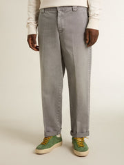 Gray-colored cotton chino pants