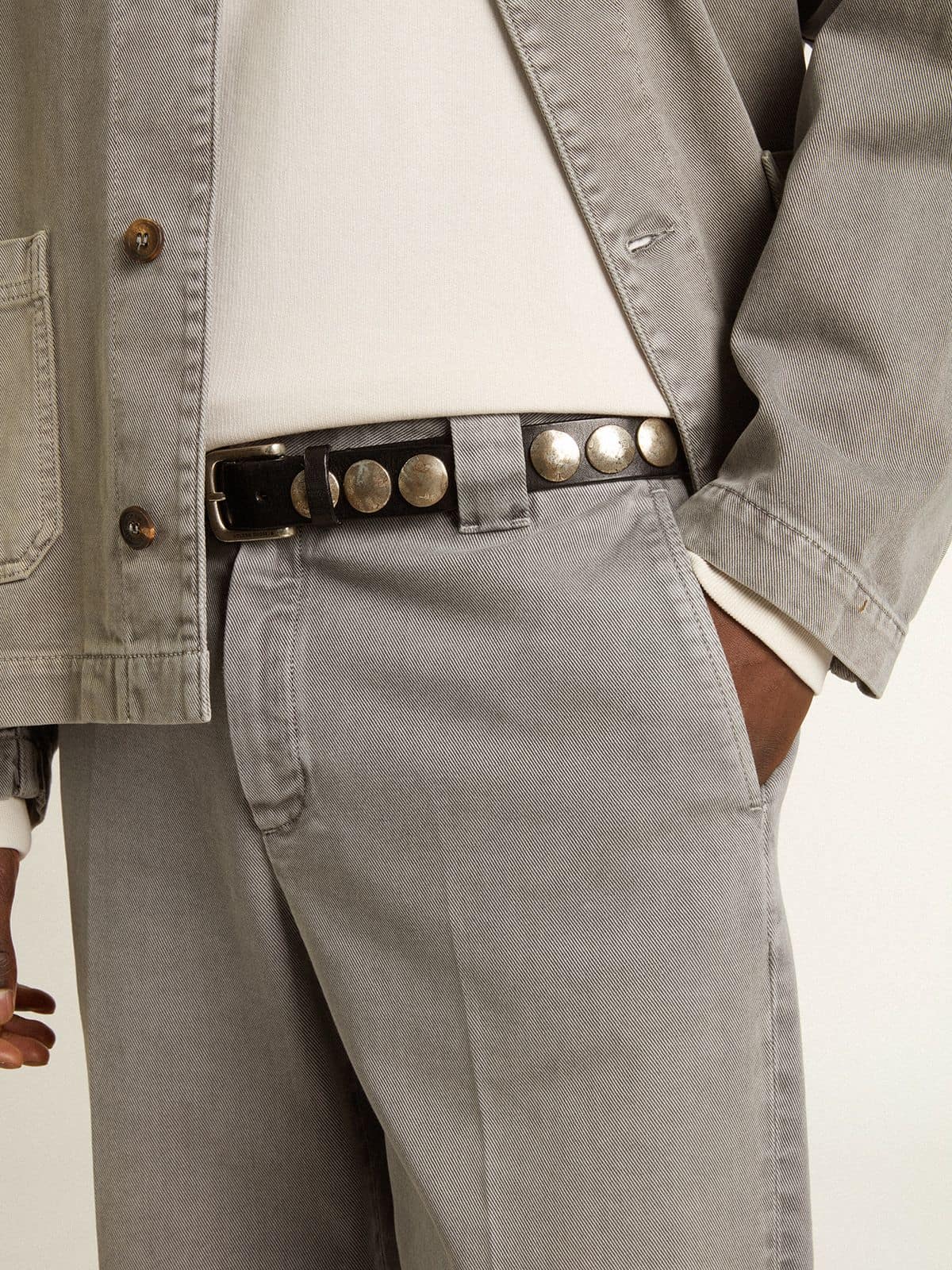 Gray-colored cotton chino pants