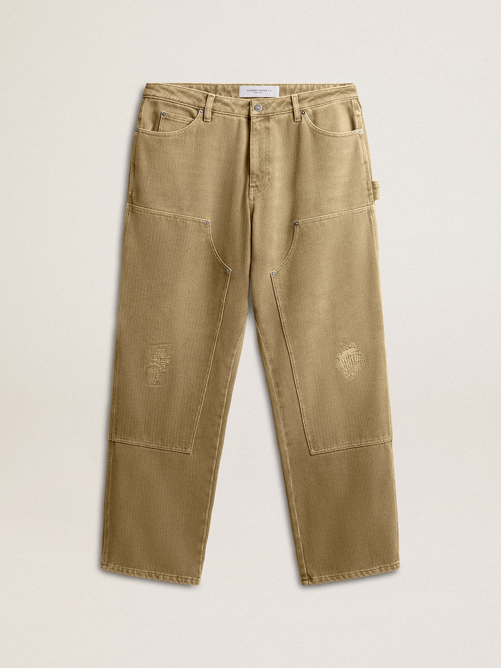 Men's distressed-effect cotton pants