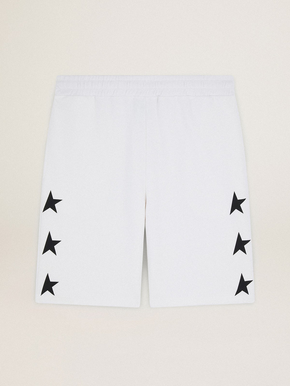 Men's vintage white bermuda shorts with contrasting black stars