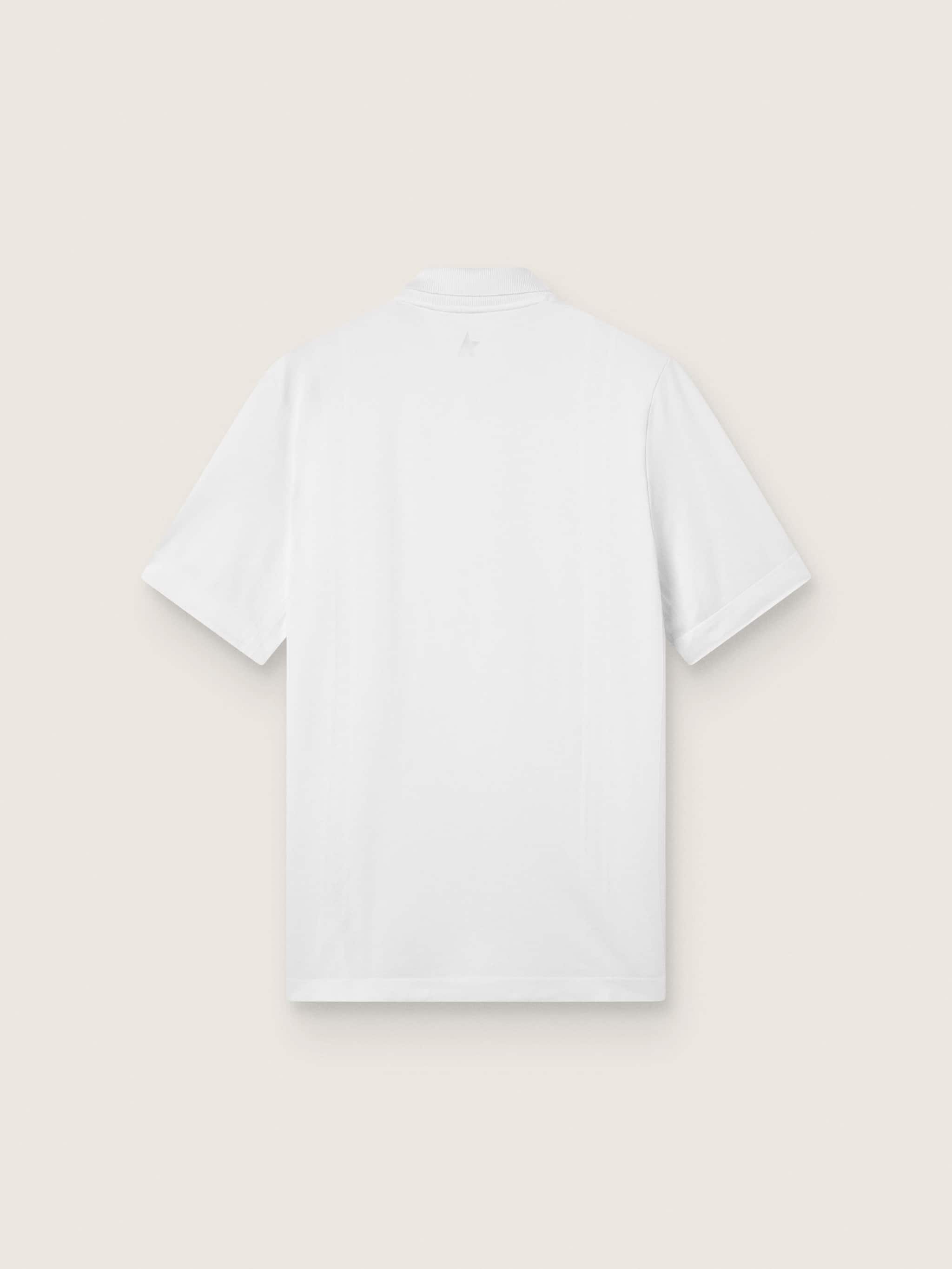 Men's white sports zipped polo shirt