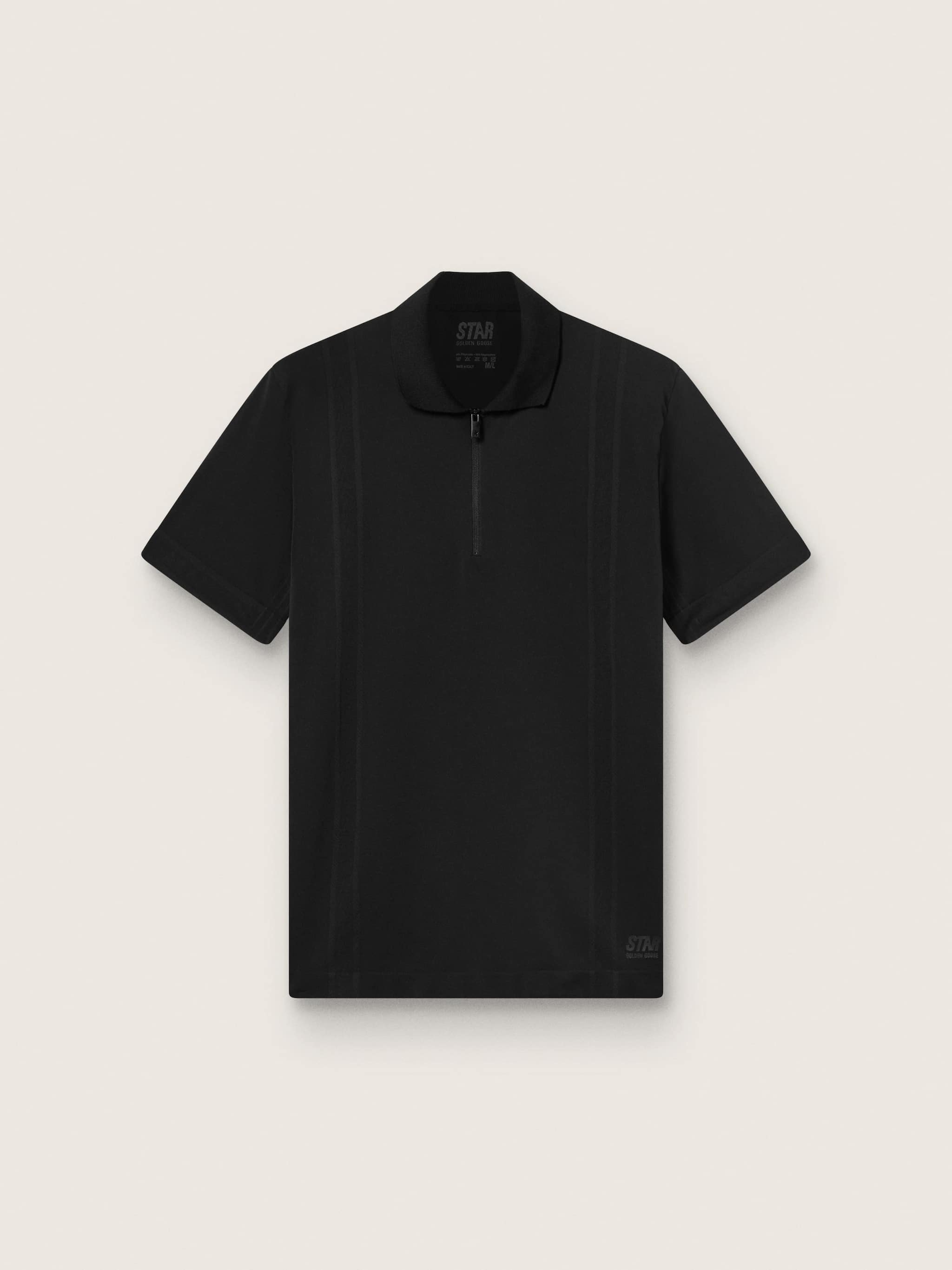 Men's black sports zipped polo shirt