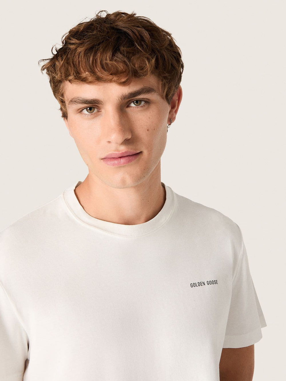 Men's T-shirt in vintage white cotton jersey