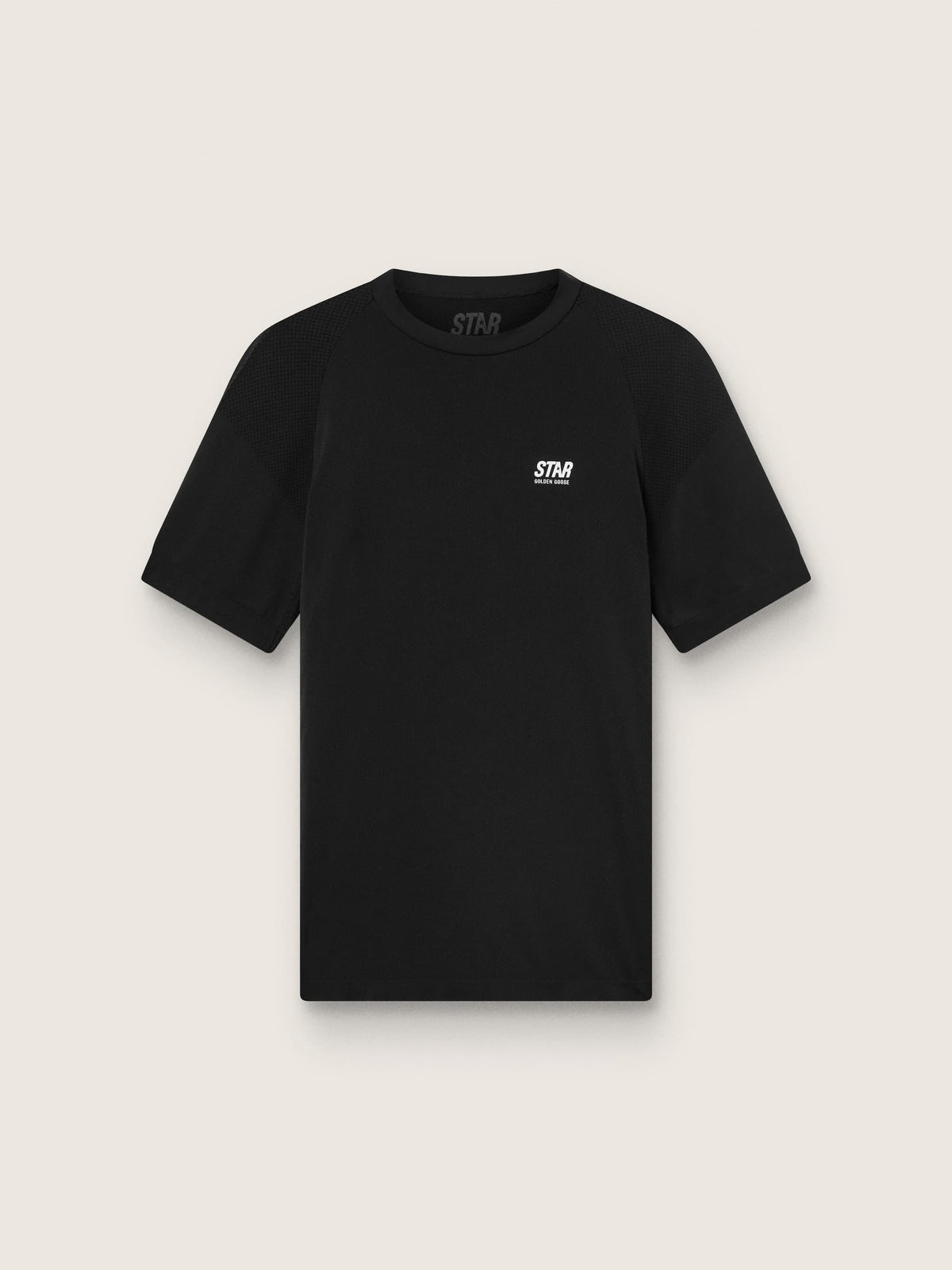 Men's black sports T-shirt with print on the back