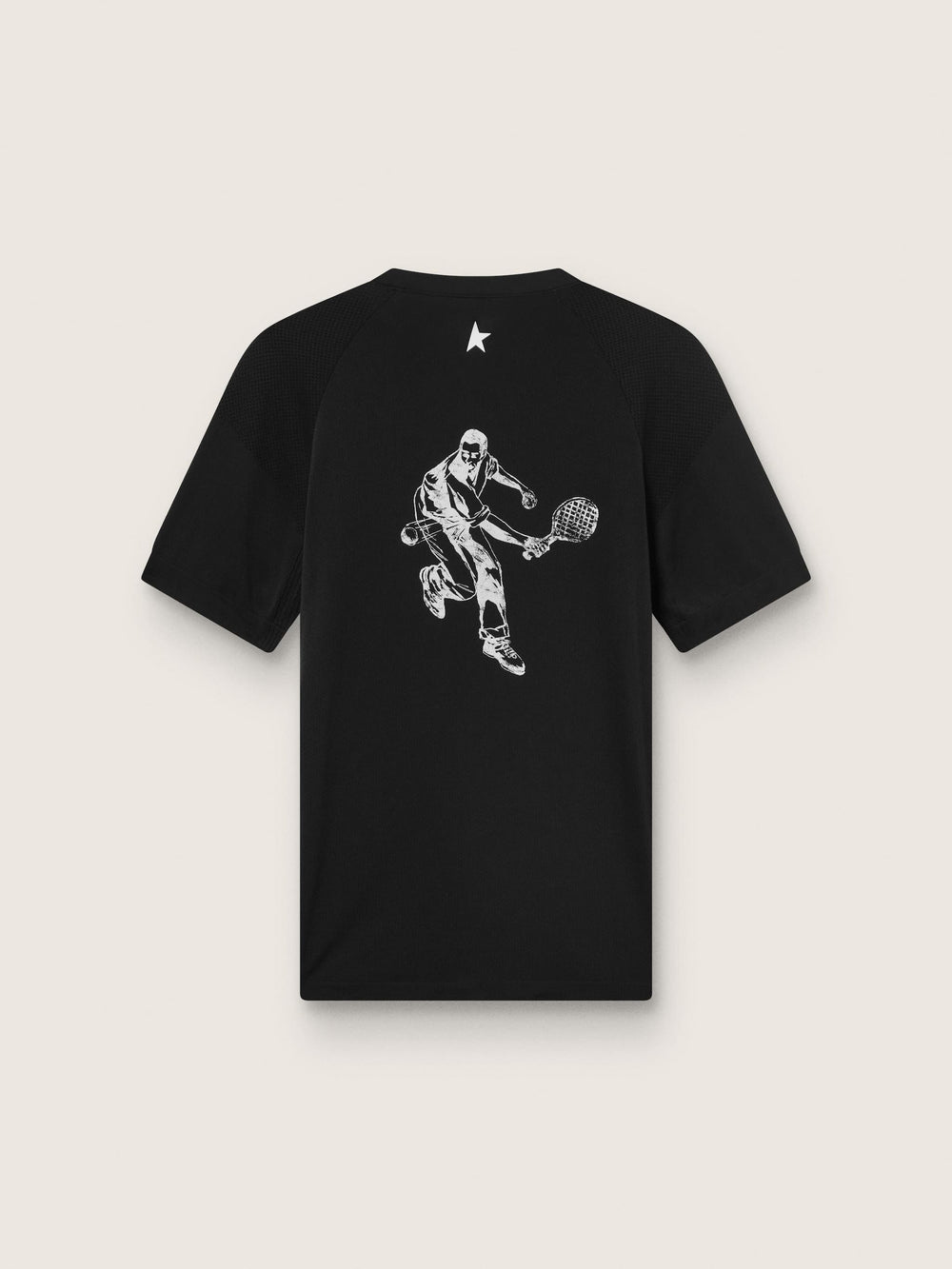 Men's black sports T-shirt with print on the back