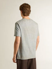 Men's vintage-effect gray T-shirt with print on the front