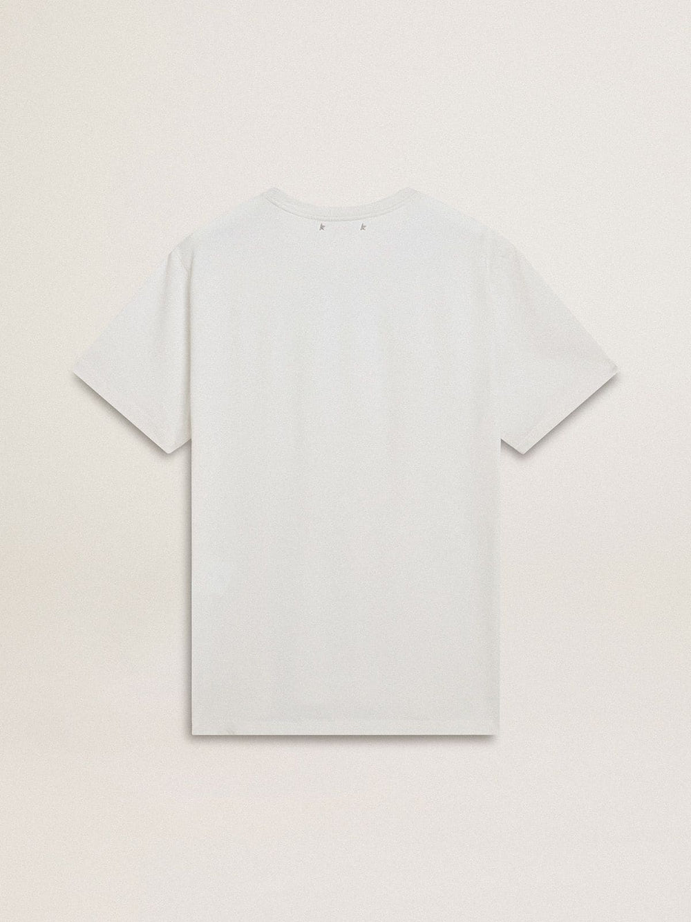 Men's white cotton T-shirt with green print