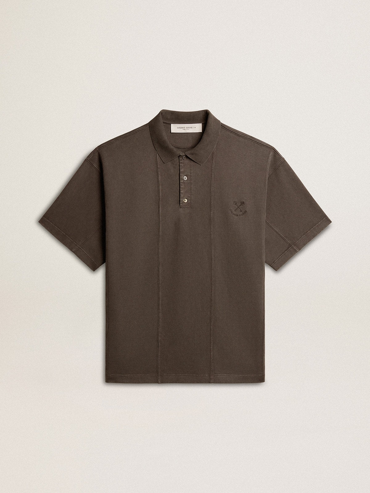 Men's cotton polo shirt in anthracite gray with embroidery