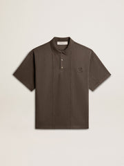 Men's cotton polo shirt in anthracite gray with embroidery