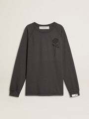 Men's T-shirt in anthracite-colored cotton with print on the chest