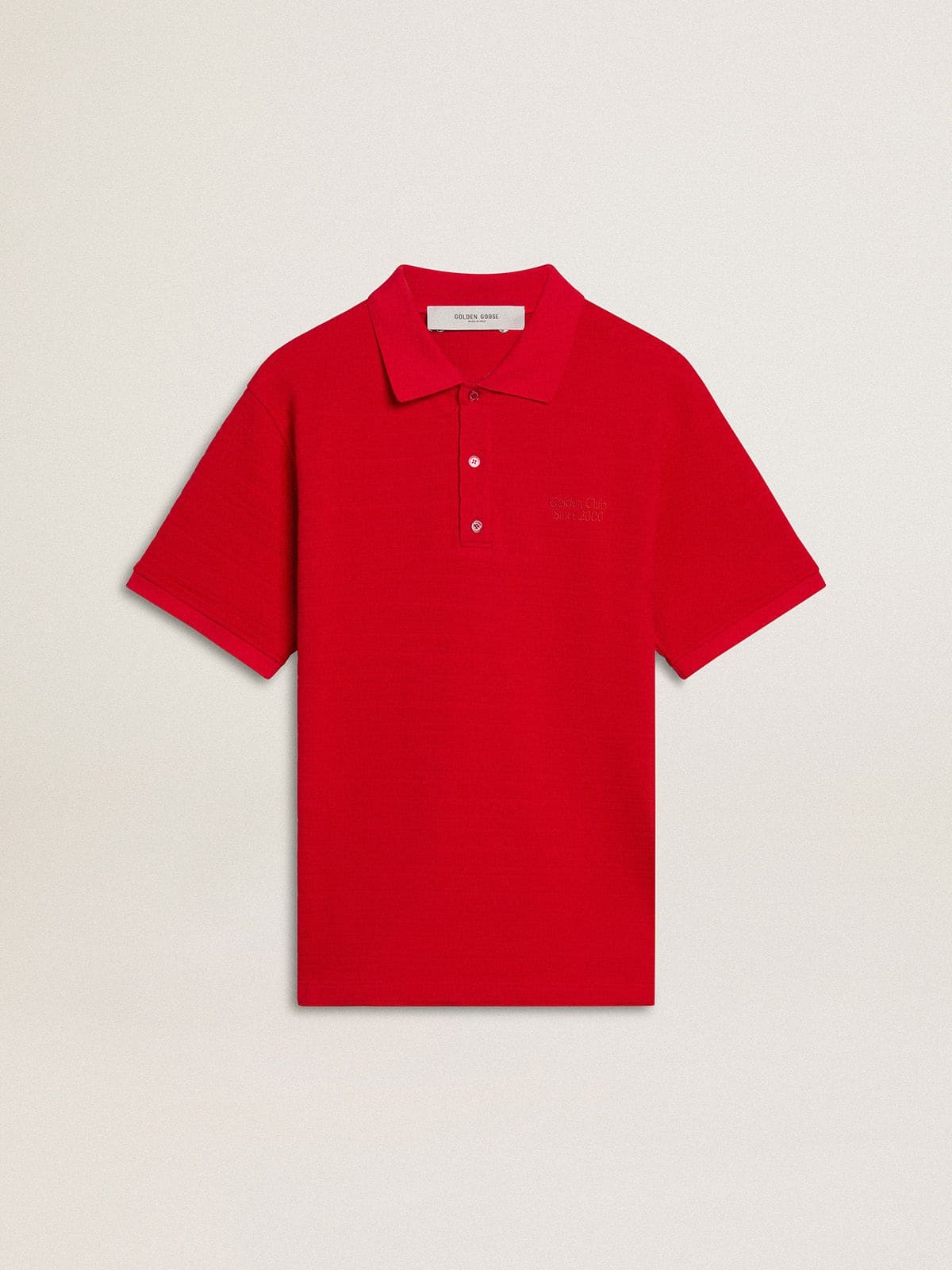 Men's polo shirt in red cotton piquet