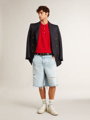 Men's polo shirt in red cotton piquet