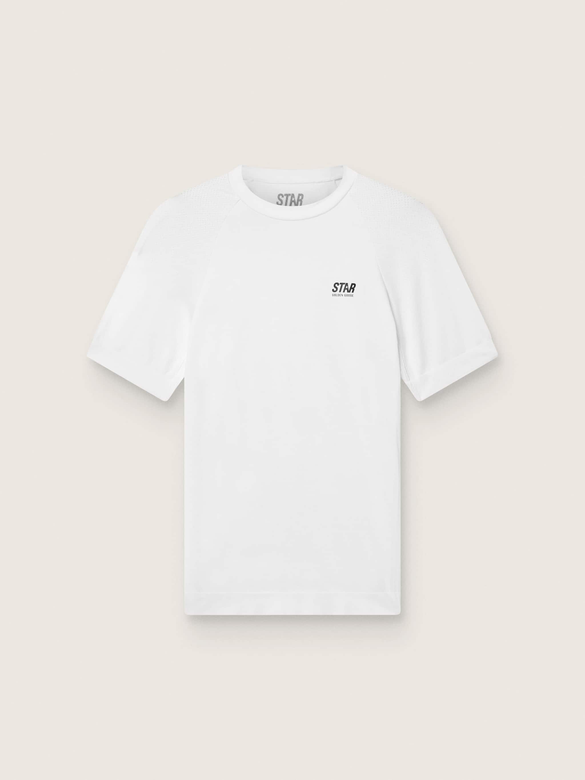 Men's slim-fit white sports T-shirt