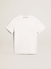Men's white T-shirt with distressed treatment