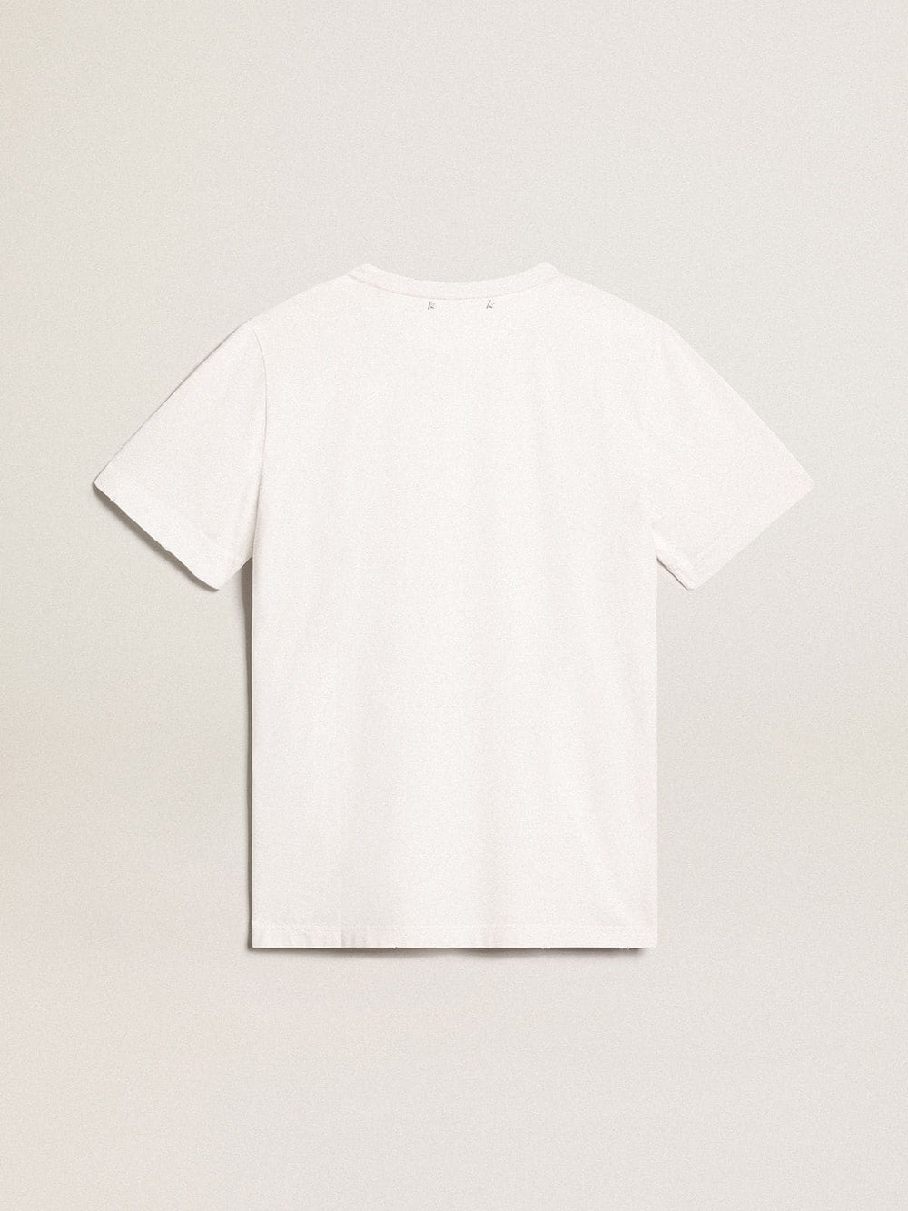 Men's white T-shirt with distressed treatment