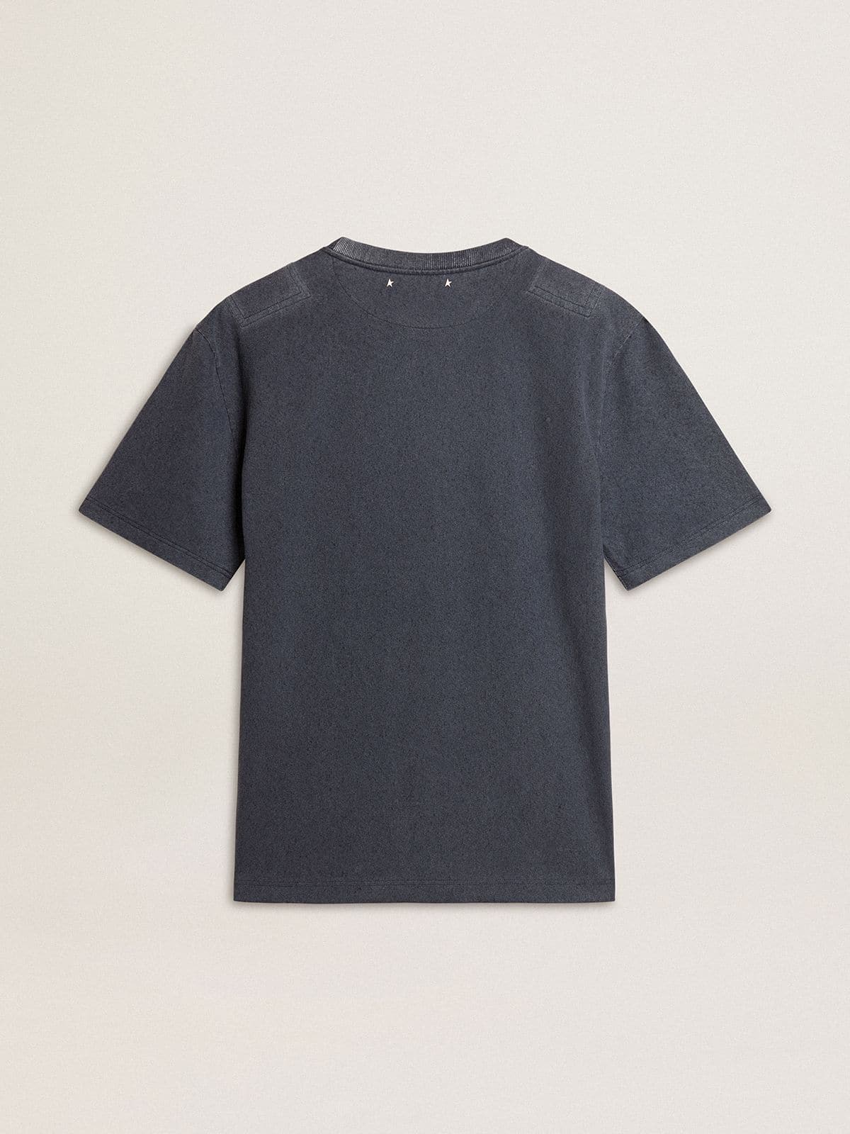 Men's blue T-shirt with white print