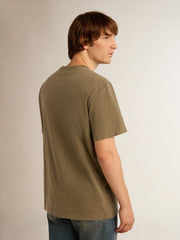 Men's olive green T-shirt with Golden lettering