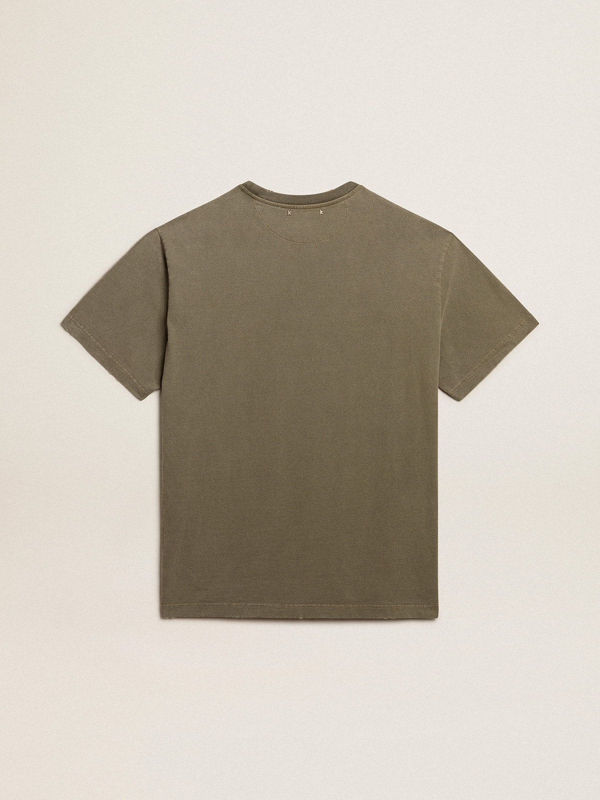 Men's olive green T-shirt with Golden lettering