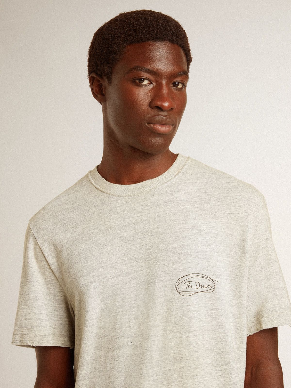 Men's gray T-shirt with black lettering