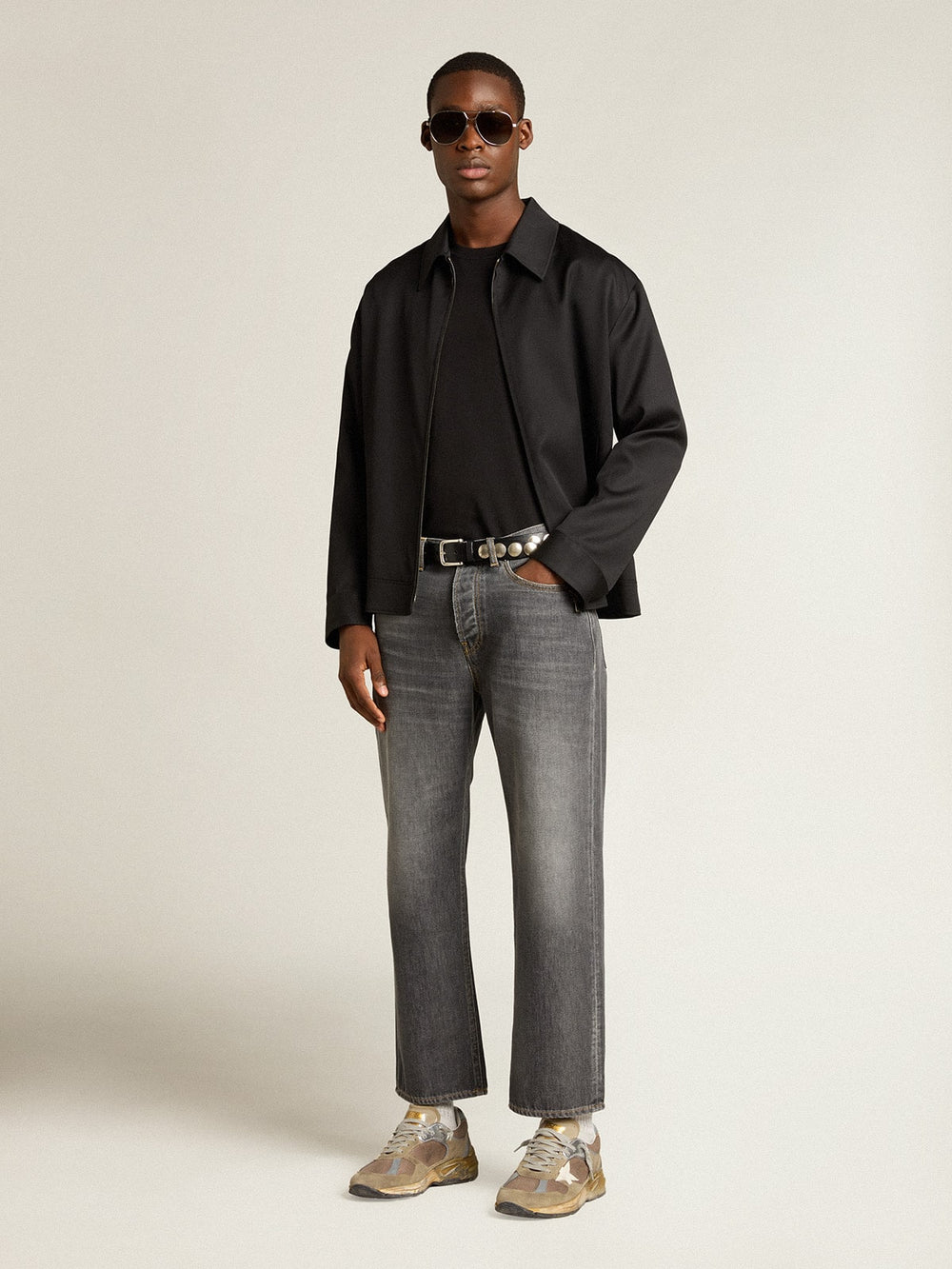 Golden Collection distressed T-shirt in vintage black